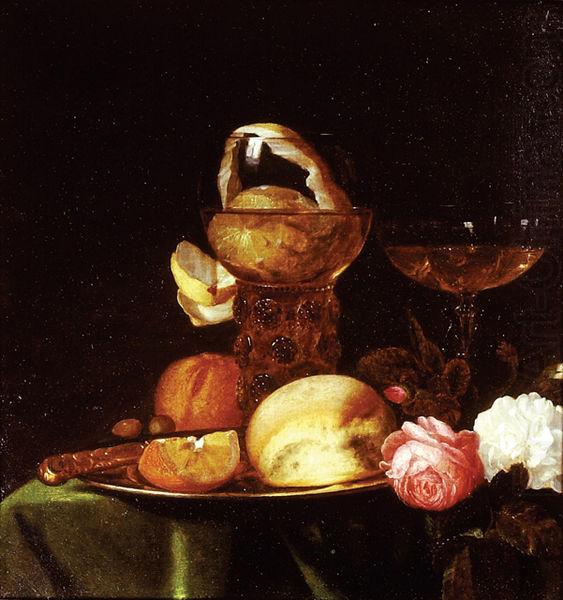 simon luttichuys Still Life with Fruit and Roses a.k.a. Still-Life with a Peeled Lemon in a Roemer. china oil painting image